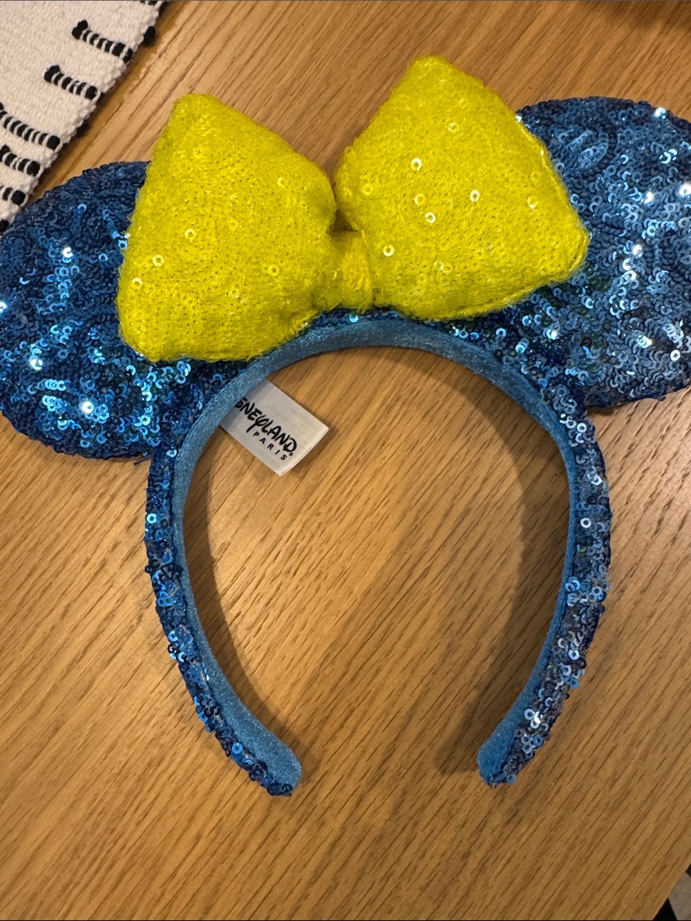 Kids Blue Sequin Ear Headband with Yellow Bow